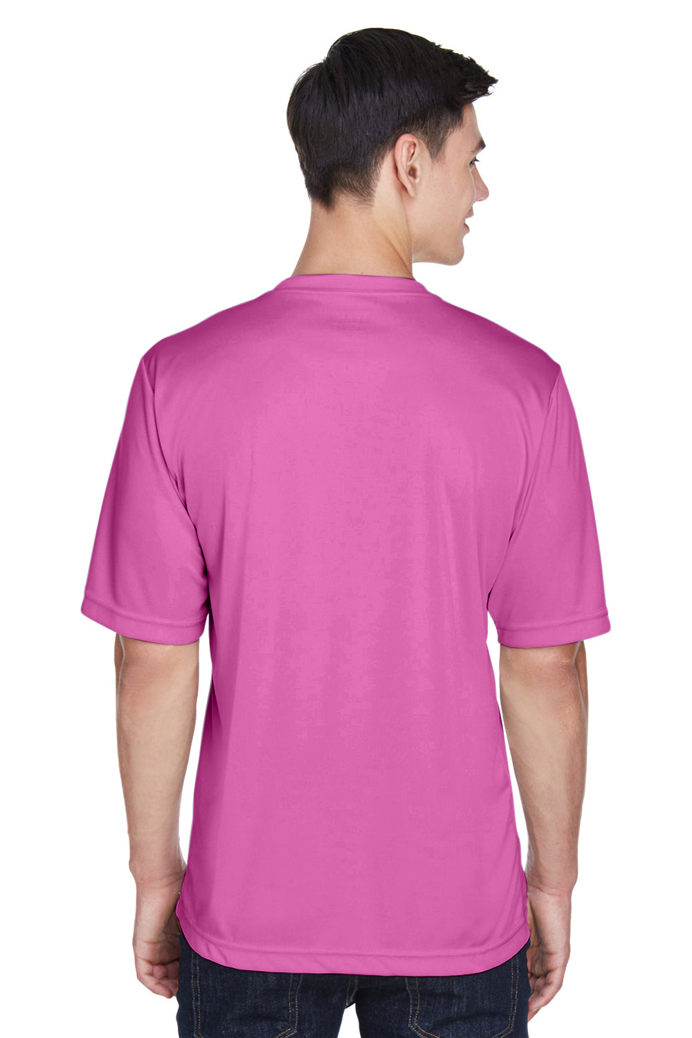 Team 365 TT11 Mens Zone Performance Moisture Wicking Short Sleeve Crewneck T-Shirt Charity Pink Back