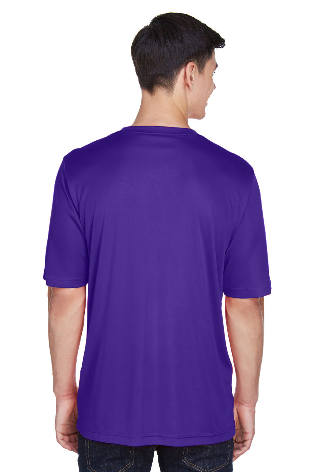 Team 365 TT11 Mens Zone Performance Moisture Wicking Short Sleeve Crewneck T-Shirt Purple Back