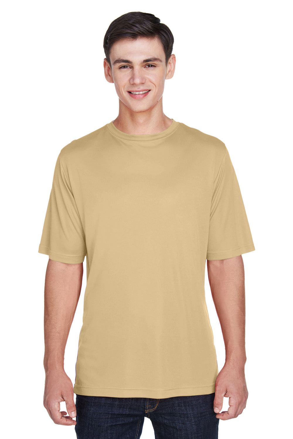 Team 365 TT11 Mens Zone Performance Moisture Wicking Short Sleeve Crewneck T-Shirt Vegas Gold Front