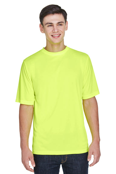 Team 365 TT11 Mens Zone Performance Moisture Wicking Short Sleeve Crewneck T-Shirt Safety Yellow Front