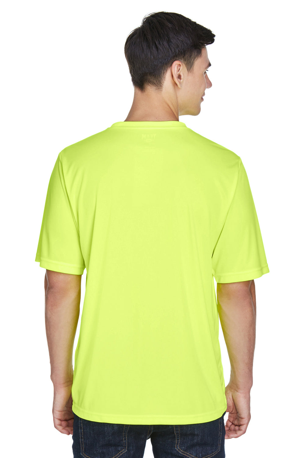 Team 365 TT11 Mens Zone Performance Moisture Wicking Short Sleeve Crewneck T-Shirt Safety Yellow Back