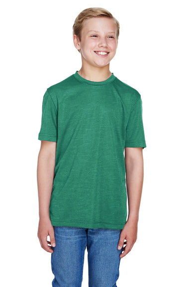 Team 365 TT11HY Youth Sonic Performance Heather Moisture Wicking Short Sleeve Crewneck T-Shirt Forest Green Front