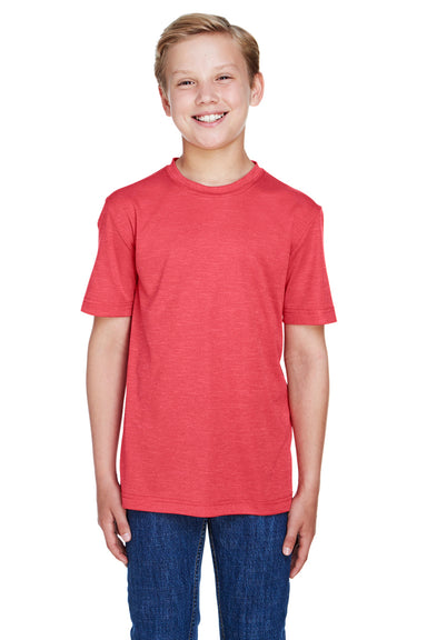 Team 365 TT11HY Youth Sonic Performance Heather Moisture Wicking Short Sleeve Crewneck T-Shirt Red Front