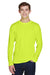 Team 365 TT11L Mens Zone Performance Moisture Wicking Long Sleeve Crewneck T-Shirt Safety Yellow Front