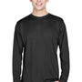 Team 365 Mens Zone Performance Moisture Wicking Long Sleeve Crewneck T-Shirt - Black