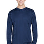 Team 365 Mens Zone Performance Moisture Wicking Long Sleeve Crewneck T-Shirt - Dark Navy Blue