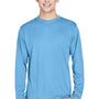 Team 365 Mens Zone Performance Moisture Wicking Long Sleeve Crewneck T-Shirt - Light Blue