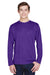 Team 365 TT11L Mens Zone Performance Moisture Wicking Long Sleeve Crewneck T-Shirt Purple Front