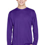 Team 365 Mens Zone Performance Moisture Wicking Long Sleeve Crewneck T-Shirt - Purple