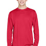Team 365 Mens Zone Performance Moisture Wicking Long Sleeve Crewneck T-Shirt - Red