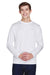Team 365 TT11L Mens Zone Performance Moisture Wicking Long Sleeve Crewneck T-Shirt White Front