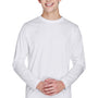 Team 365 Mens Zone Performance Moisture Wicking Long Sleeve Crewneck T-Shirt - White