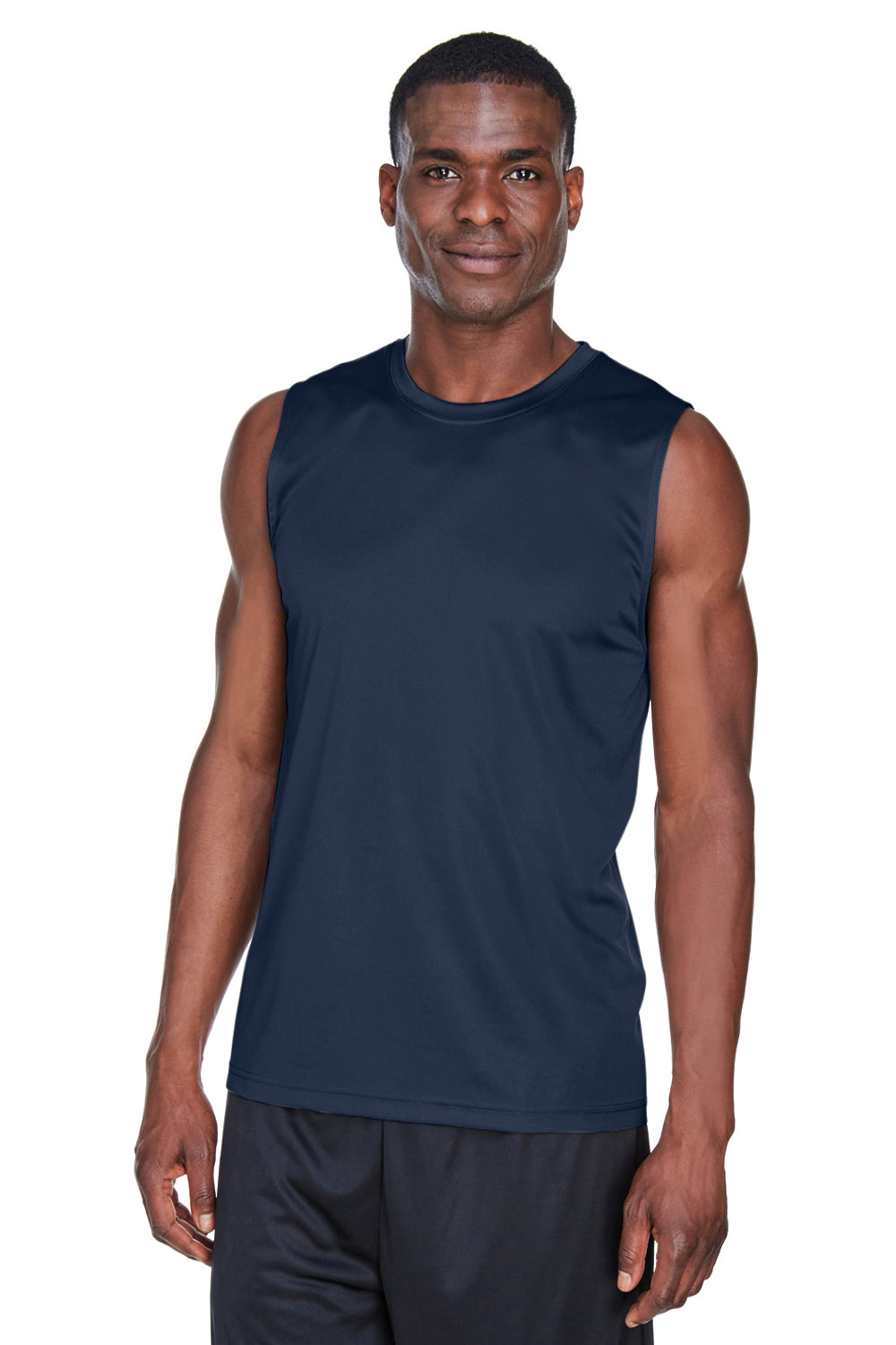 Team 365 TT11M Mens Zone Performance Muscle Moisture Wicking Tank Top Navy Blue Front