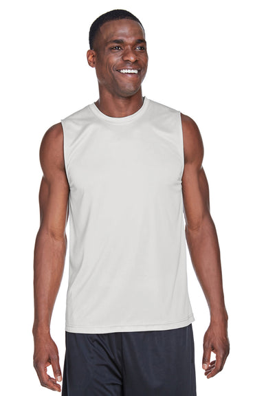 Team 365 TT11M Mens Zone Performance Muscle Moisture Wicking Tank Top Silver Grey Front