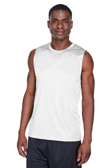 Team 365 TT11M Mens Zone Performance Muscle Moisture Wicking Tank Top White Front