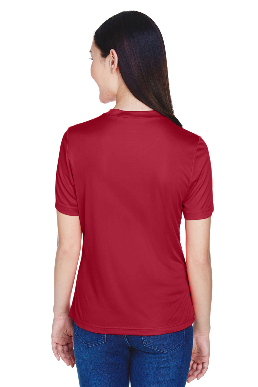 Team 365 TT11W Womens Zone Performance Moisture Wicking Short Sleeve V-Neck T-Shirt Scarlet Red Back