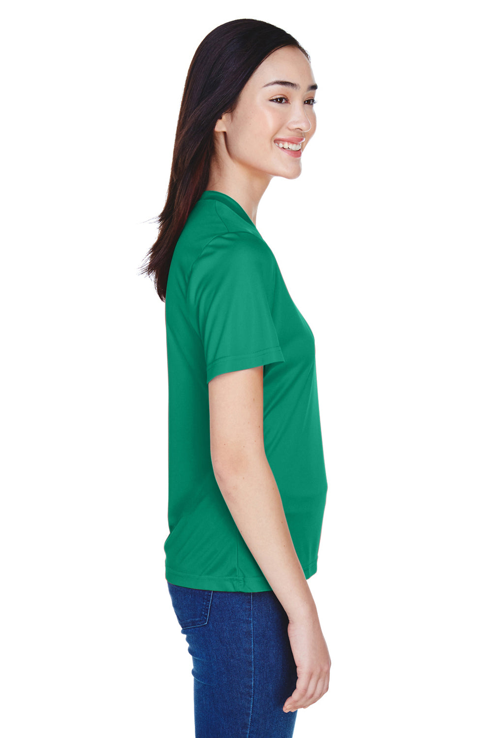Team 365 TT11W Womens Zone Performance Moisture Wicking Short Sleeve V-Neck T-Shirt Kelly Green Side