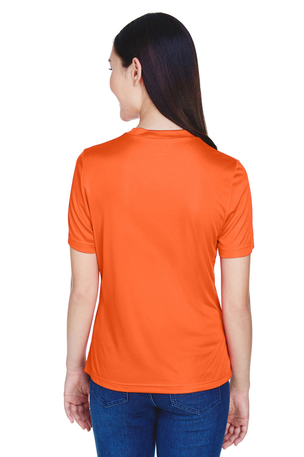 Team 365 TT11W Womens Zone Performance Moisture Wicking Short Sleeve V-Neck T-Shirt Orange Back