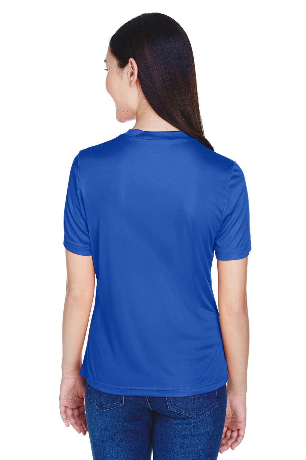 Team 365 TT11W Womens Zone Performance Moisture Wicking Short Sleeve V-Neck T-Shirt Royal Blue Back
