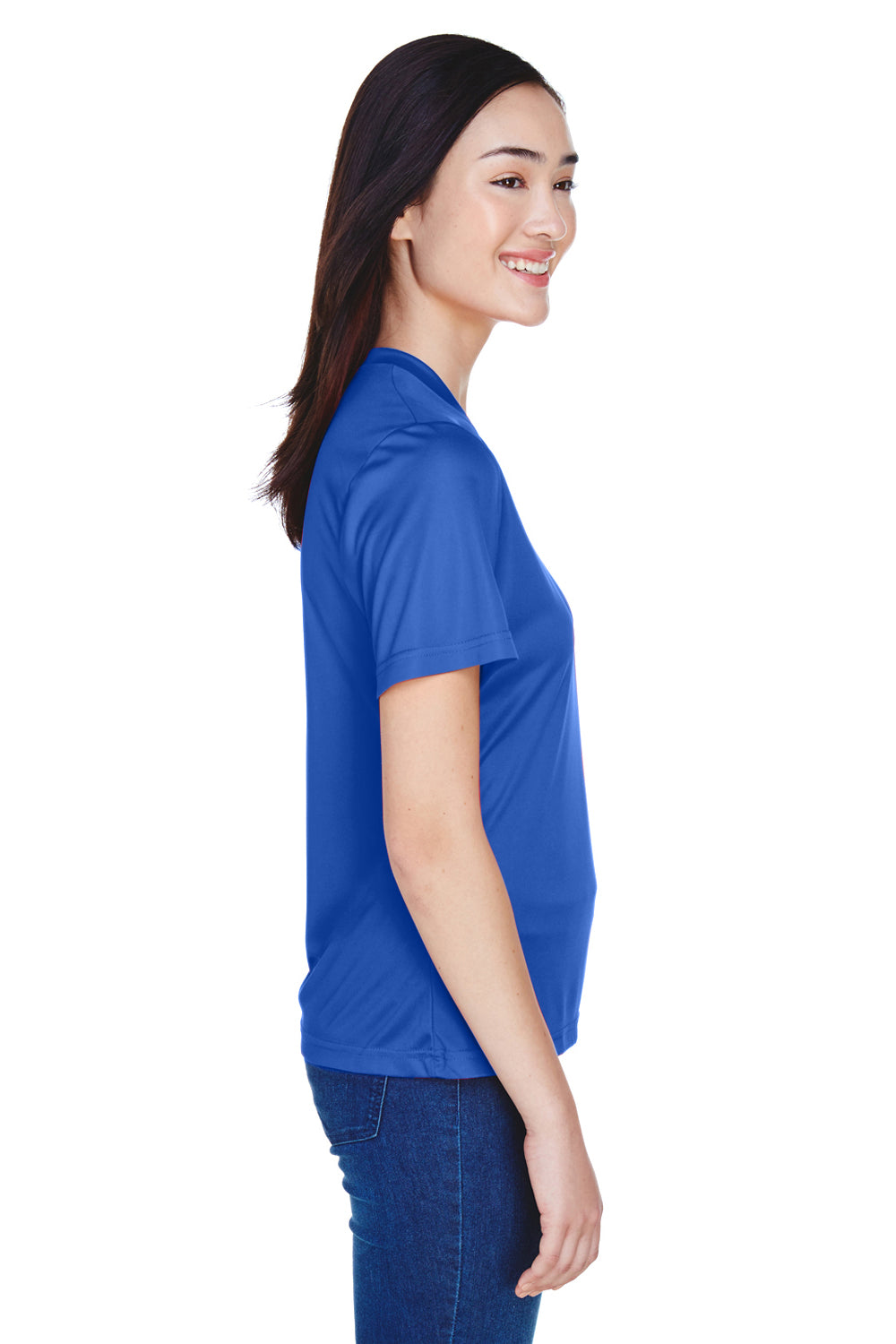 Team 365 TT11W Womens Zone Performance Moisture Wicking Short Sleeve V-Neck T-Shirt Royal Blue Side