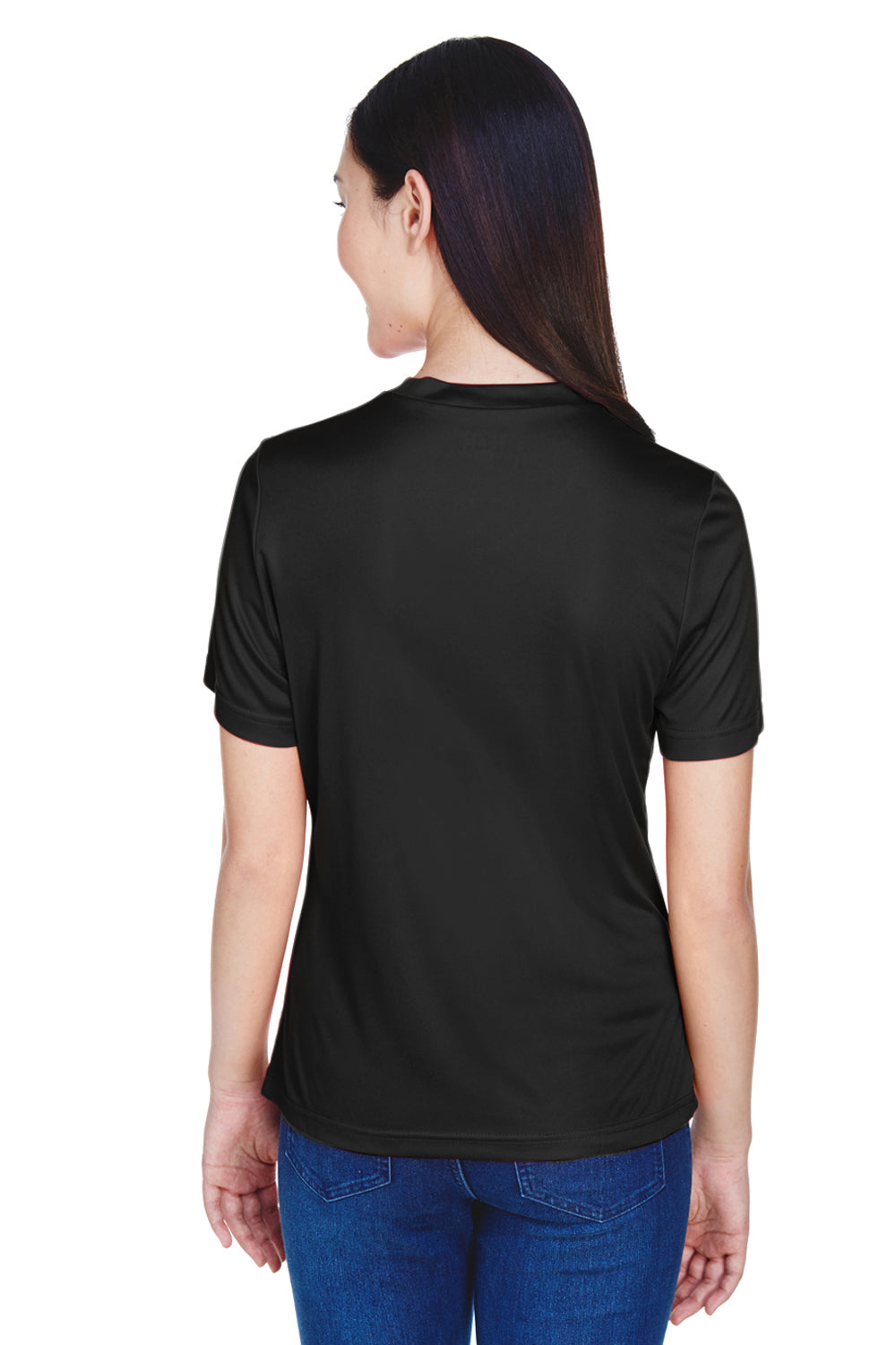 Team 365 TT11W Womens Zone Performance Moisture Wicking Short Sleeve V-Neck T-Shirt Black Back