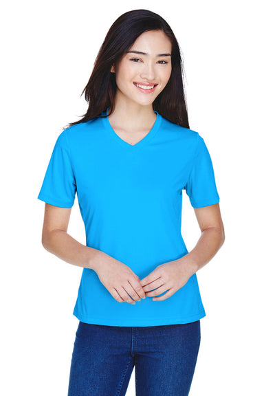 Team 365 TT11W Womens Zone Performance Moisture Wicking Short Sleeve V-Neck T-Shirt Electric Blue Front