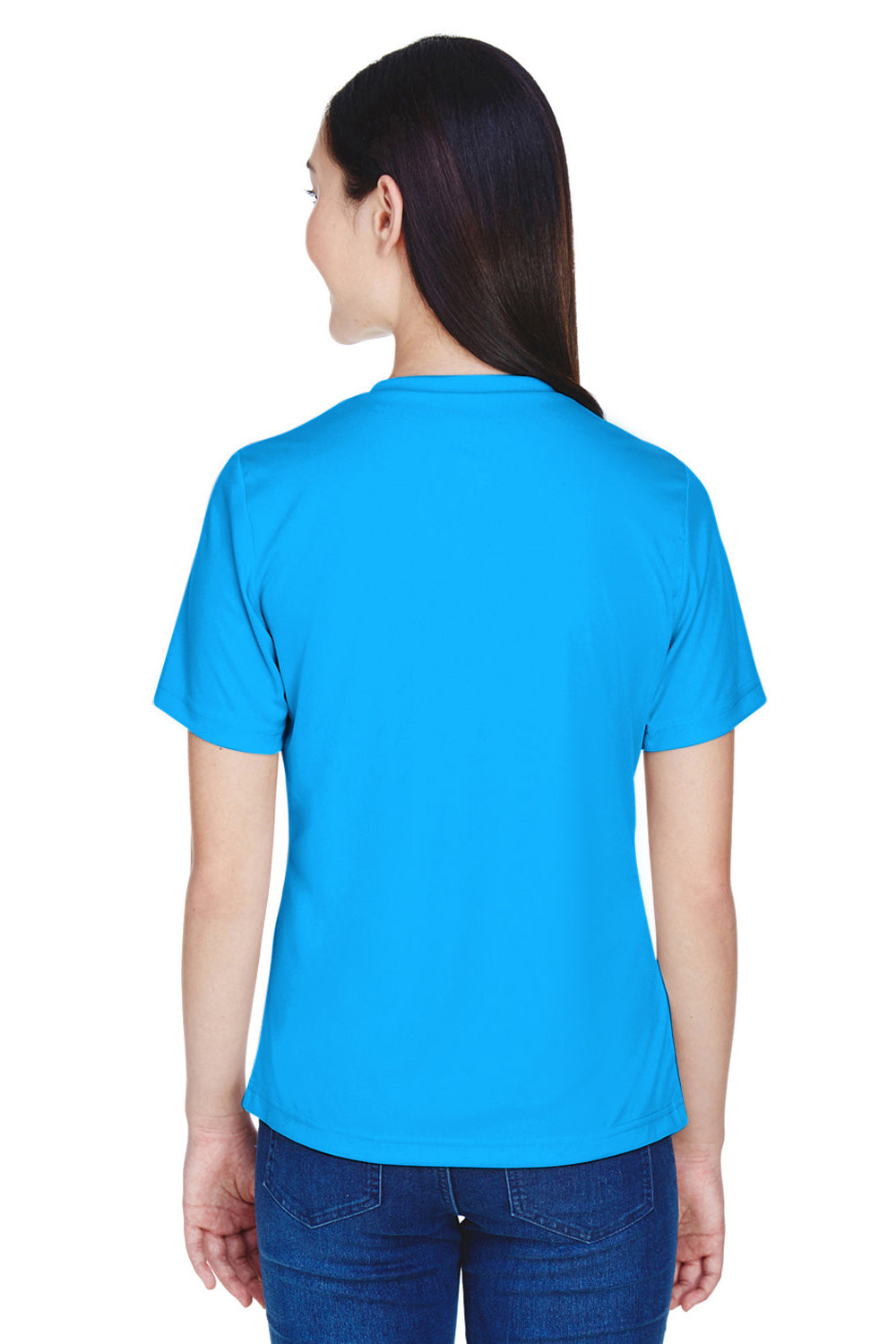 Team 365 TT11W Womens Zone Performance Moisture Wicking Short Sleeve V-Neck T-Shirt Electric Blue Back