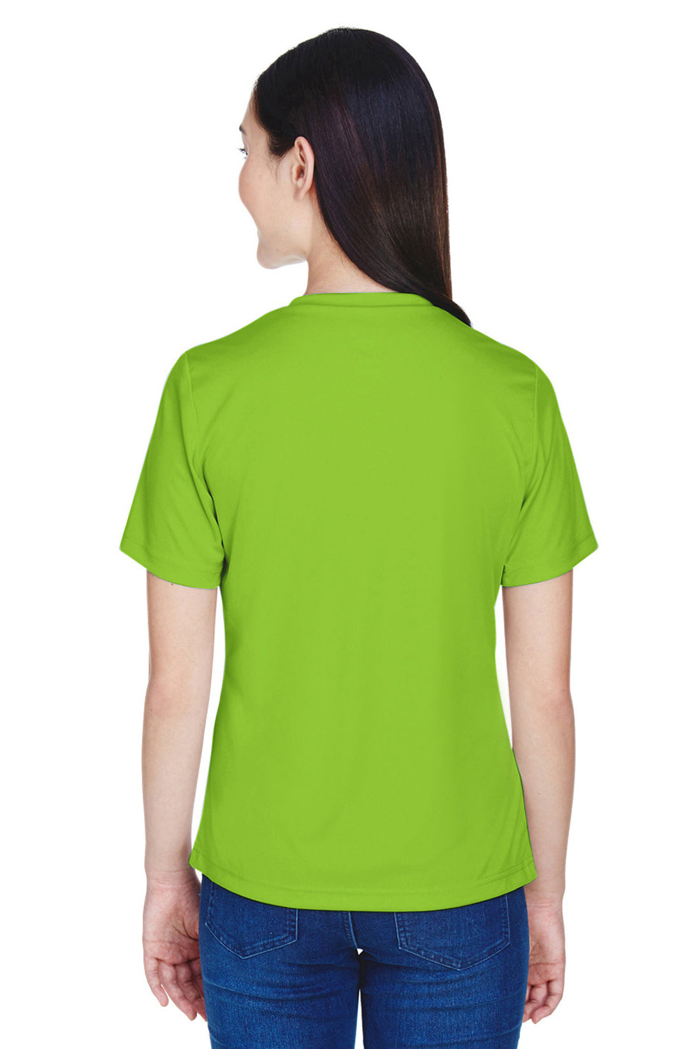 Team 365 TT11W Womens Zone Performance Moisture Wicking Short Sleeve V-Neck T-Shirt Acid Green Back