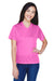 Team 365 TT11W Womens Zone Performance Moisture Wicking Short Sleeve V-Neck T-Shirt Charity Pink Front