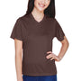 Team 365 Womens Zone Performance Moisture Wicking Short Sleeve V-Neck T-Shirt - Dark Brown