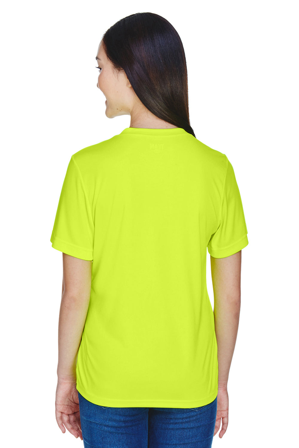 Team 365 TT11W Womens Zone Performance Moisture Wicking Short Sleeve V-Neck T-Shirt Safety Yellow Back