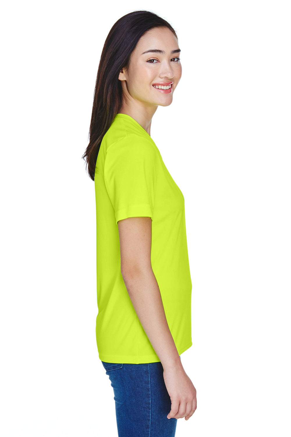 Team 365 TT11W Womens Zone Performance Moisture Wicking Short Sleeve V-Neck T-Shirt Safety Yellow Side