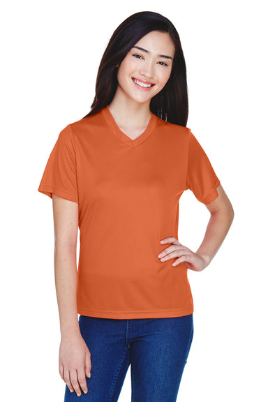 Team 365 TT11W Womens Zone Performance Moisture Wicking Short Sleeve V-Neck T-Shirt Burnt Orange Front