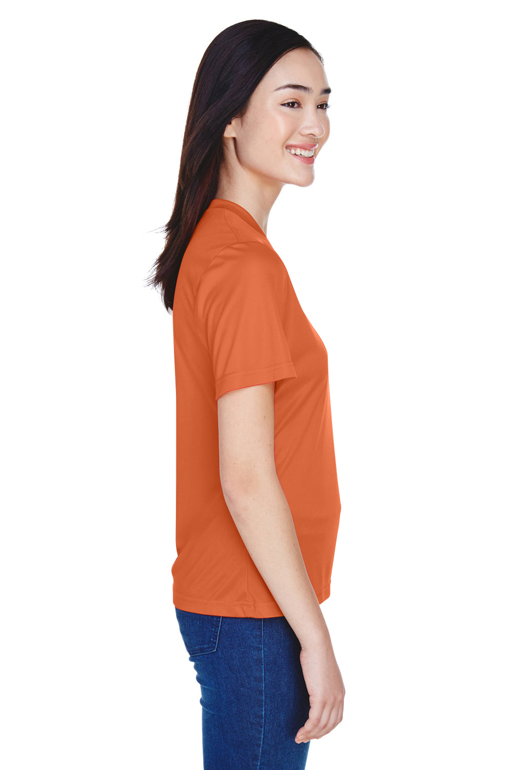 Team 365 TT11W Womens Zone Performance Moisture Wicking Short Sleeve V-Neck T-Shirt Burnt Orange Side
