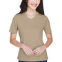 Team 365 Womens Zone Performance Moisture Wicking Short Sleeve V-Neck T-Shirt - Desert Khaki