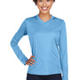 Team 365 Womens Zone Performance Moisture Wicking Long Sleeve Crewneck T-Shirt - Light Blue