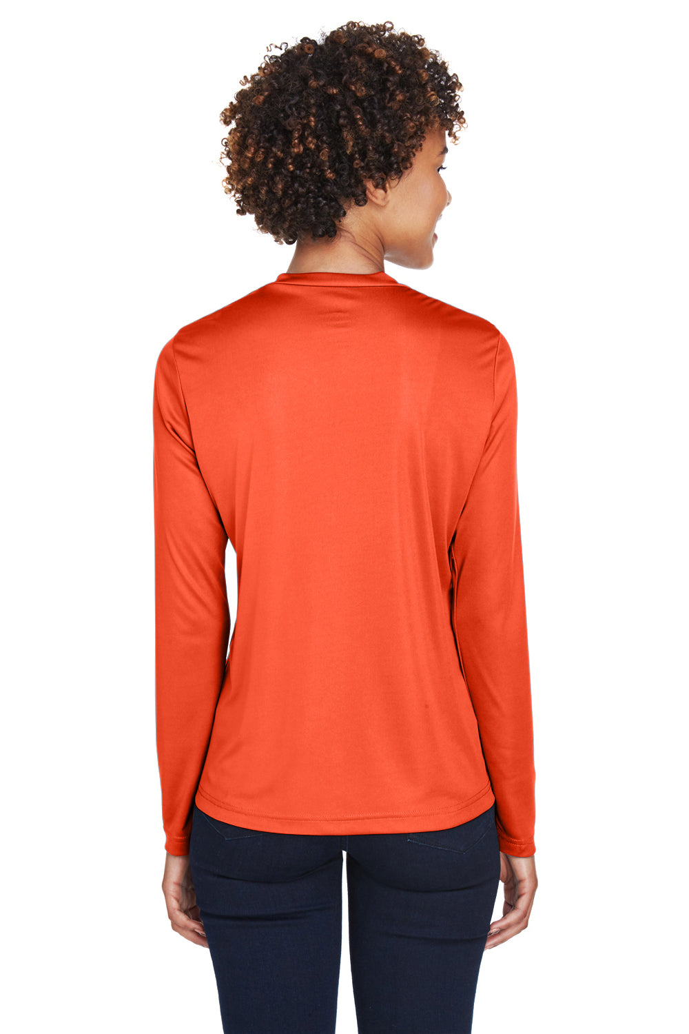 Team 365 TT11WL Womens Zone Performance Moisture Wicking Long Sleeve Crewneck T-Shirt Orange Back