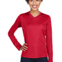 Team 365 Womens Zone Performance Moisture Wicking Long Sleeve Crewneck T-Shirt - Red