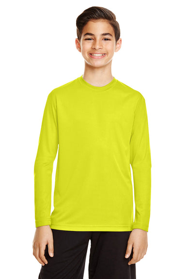 Team 365 TT11YL Zone Performance Moisture Wicking Long Sleeve Crewneck T-Shirt Safety Yellow Front