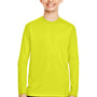Team 365 Youth Zone Performance Moisture Wicking Long Sleeve Crewneck T-Shirt - Safety Yellow