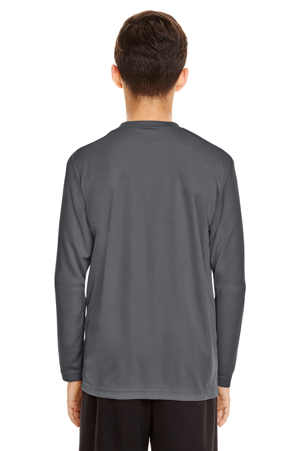 Team 365 TT11YL Youth Zone Performance Moisture Wicking Long Sleeve Crewneck T-Shirt Graphite Grey Back