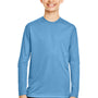 Team 365 Youth Zone Performance Moisture Wicking Long Sleeve Crewneck T-Shirt - Light Blue