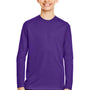 Team 365 Youth Zone Performance Moisture Wicking Long Sleeve Crewneck T-Shirt - Purple