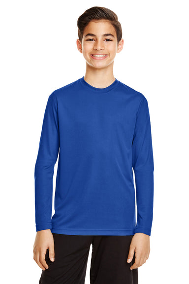 Team 365 TT11YL Youth Zone Performance Moisture Wicking Long Sleeve Crewneck T-Shirt Royal Blue Front
