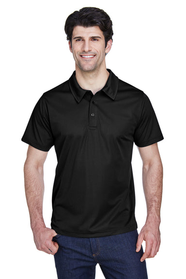 Team 365 TT21 Mens Command Performance Moisture Wicking Short Sleeve Polo Shirt Black Front