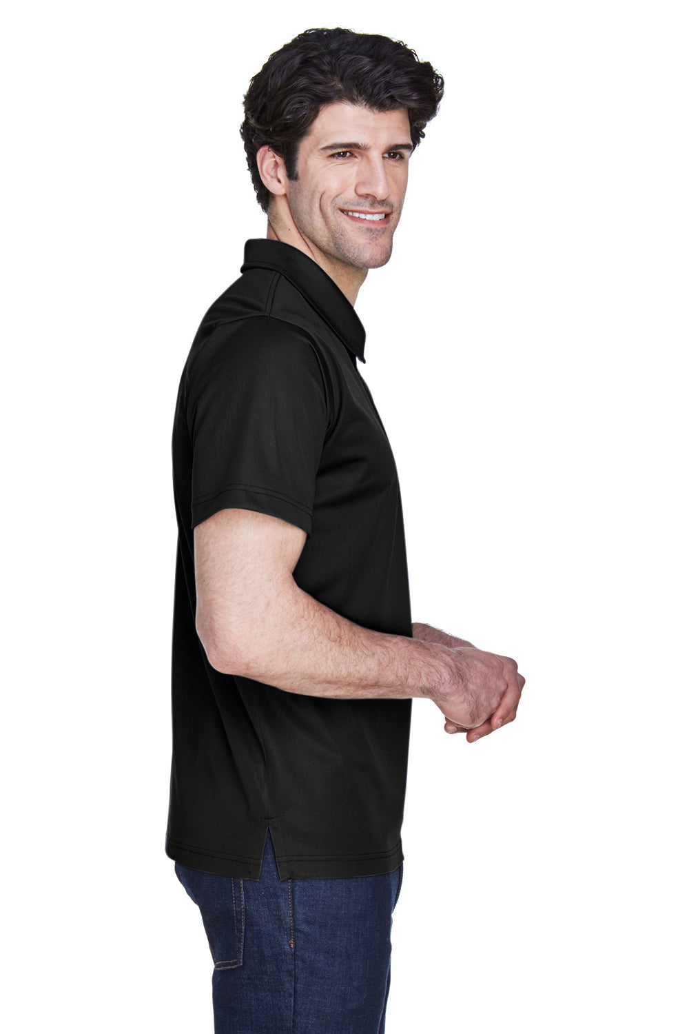 Team 365 TT21 Mens Command Performance Moisture Wicking Short Sleeve Polo Shirt Black Side