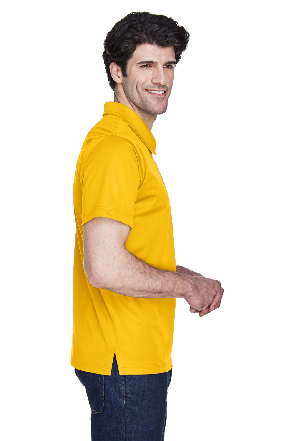 Team 365 TT21 Mens Command Performance Moisture Wicking Short Sleeve Polo Shirt Gold Side