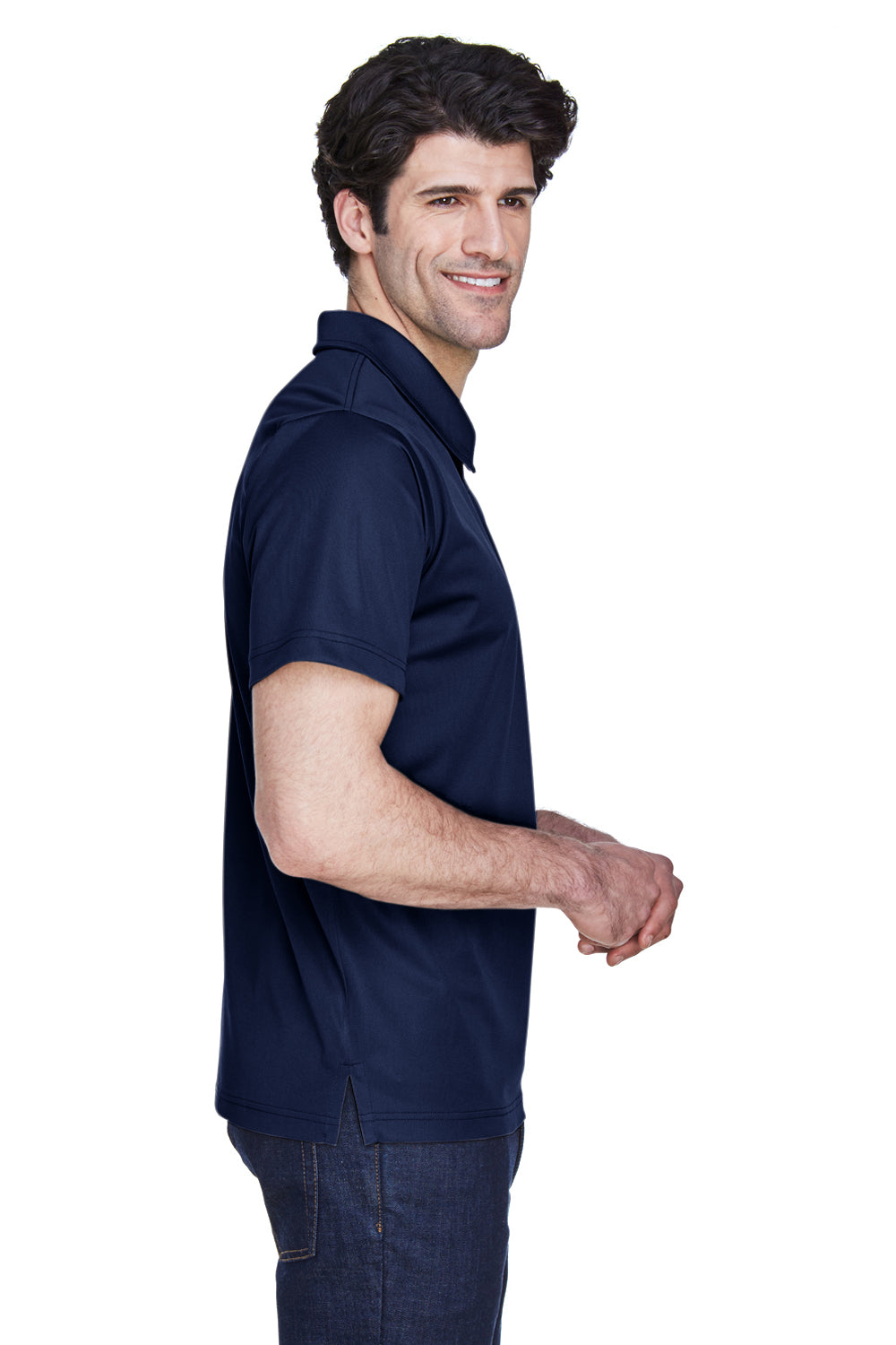 Team 365 TT21 Mens Command Performance Moisture Wicking Short Sleeve Polo Shirt Navy Blue Side