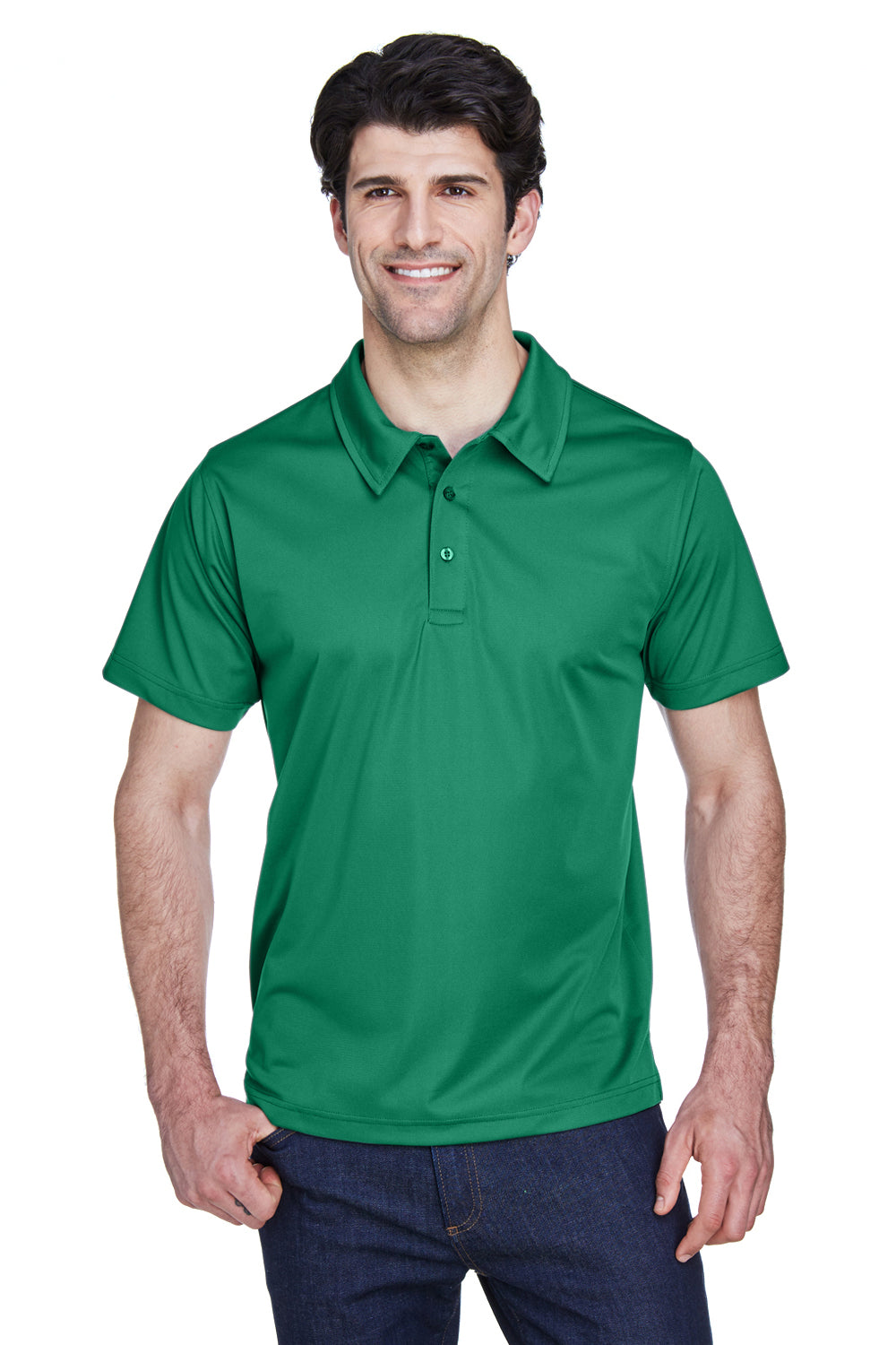 Team 365 TT21 Mens Command Performance Moisture Wicking Short Sleeve Polo Shirt Kelly Green Front