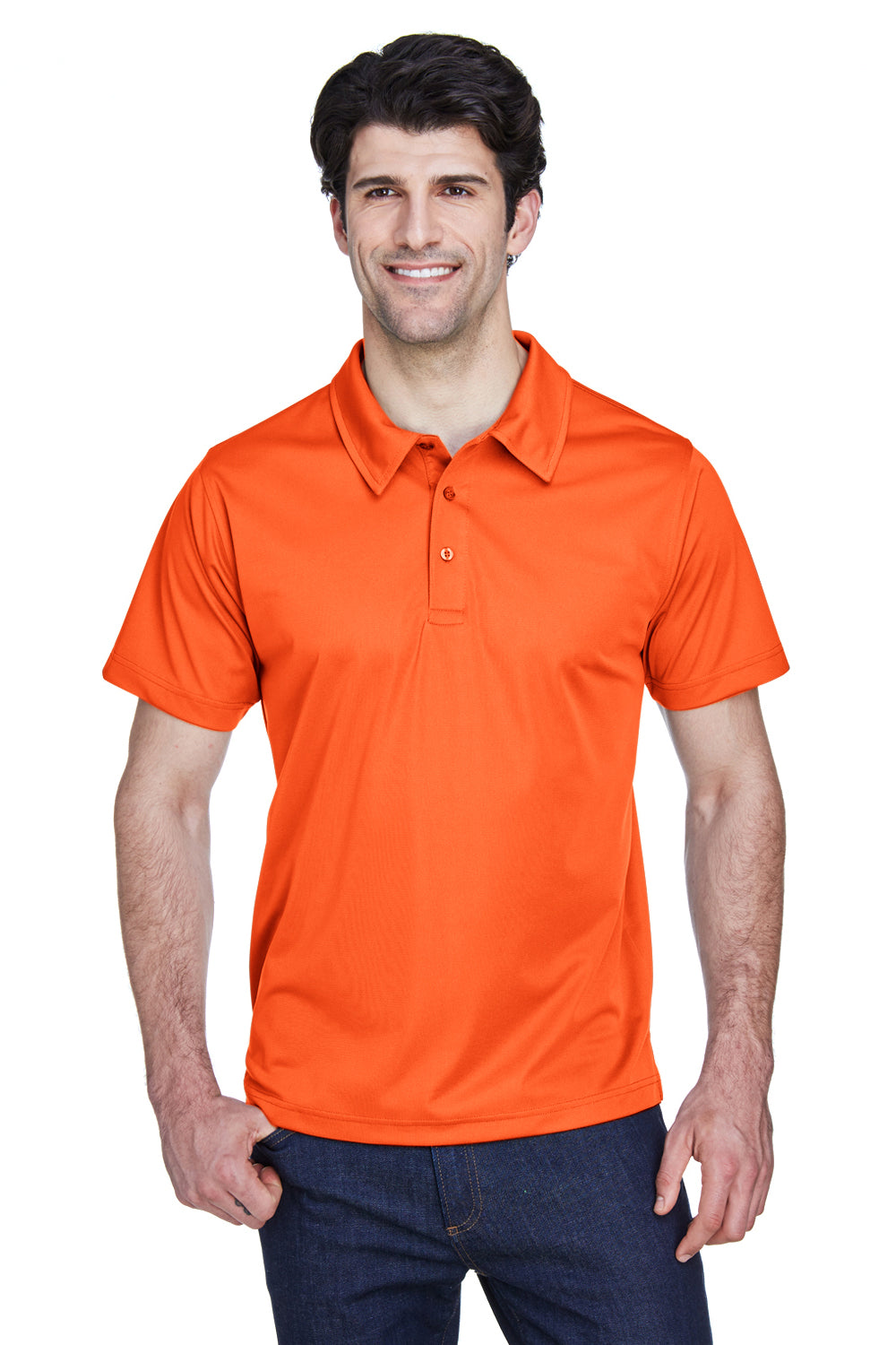 Team 365 TT21 Mens Command Performance Moisture Wicking Short Sleeve Polo Shirt Orange Front